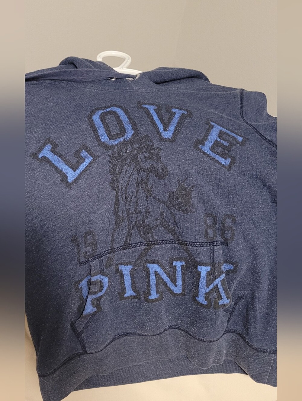 PINK Victoria's Secret Navy Horse LOVE Graphic Hoodie